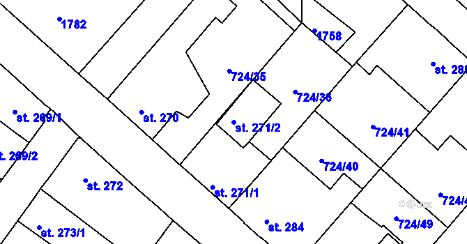 Parcela st. 271/2 v KÚ Světlá nad Sázavou, Katastrální mapa