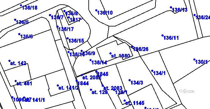 Parcela st. 1980 v KÚ Světlá nad Sázavou, Katastrální mapa