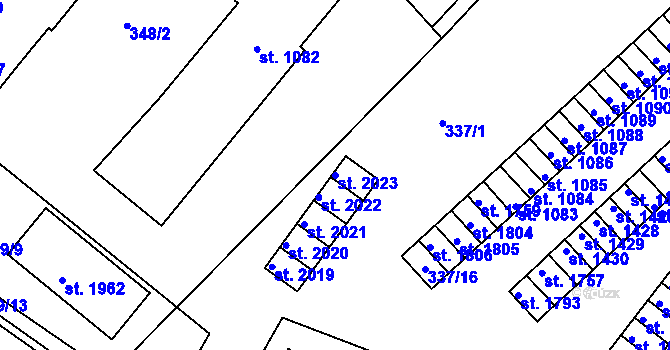 Parcela st. 2023 v KÚ Světlá nad Sázavou, Katastrální mapa
