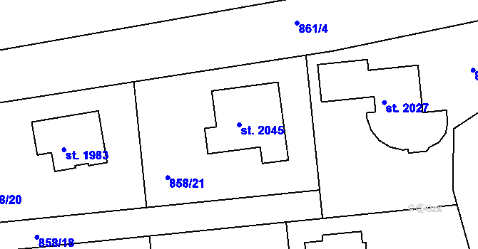 Parcela st. 2045 v KÚ Světlá nad Sázavou, Katastrální mapa