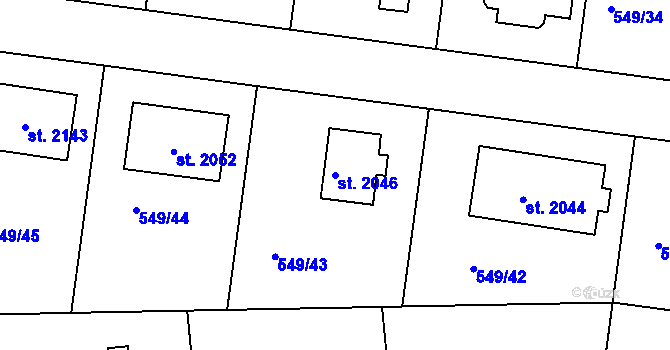 Parcela st. 2046 v KÚ Světlá nad Sázavou, Katastrální mapa
