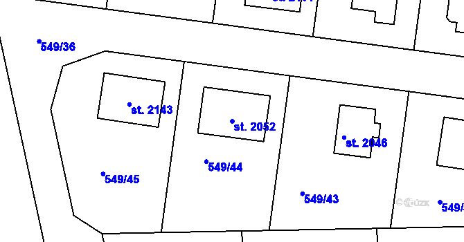 Parcela st. 2052 v KÚ Světlá nad Sázavou, Katastrální mapa