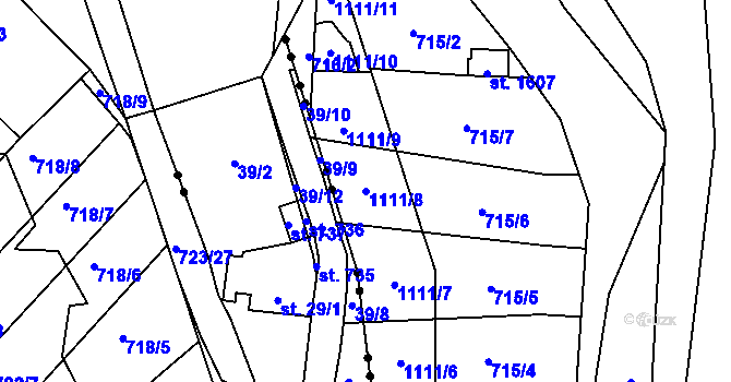 Parcela st. 1111/8 v KÚ Světlá nad Sázavou, Katastrální mapa