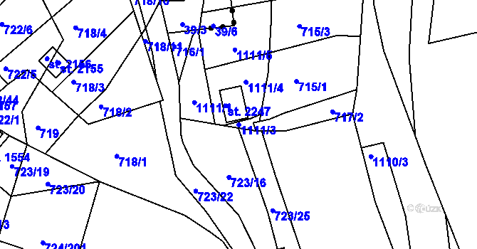 Parcela st. 1111/3 v KÚ Světlá nad Sázavou, Katastrální mapa