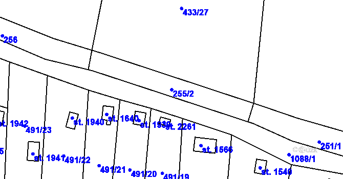 Parcela st. 255/2 v KÚ Světlá nad Sázavou, Katastrální mapa