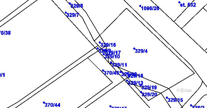 Parcela st. 329/10 v KÚ Světlá nad Sázavou, Katastrální mapa