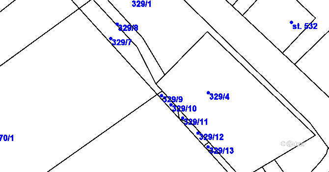 Parcela st. 329/16 v KÚ Světlá nad Sázavou, Katastrální mapa