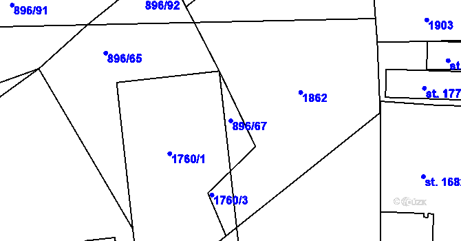 Parcela st. 896/67 v KÚ Světlá nad Sázavou, Katastrální mapa