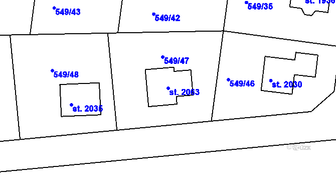 Parcela st. 2063 v KÚ Světlá nad Sázavou, Katastrální mapa