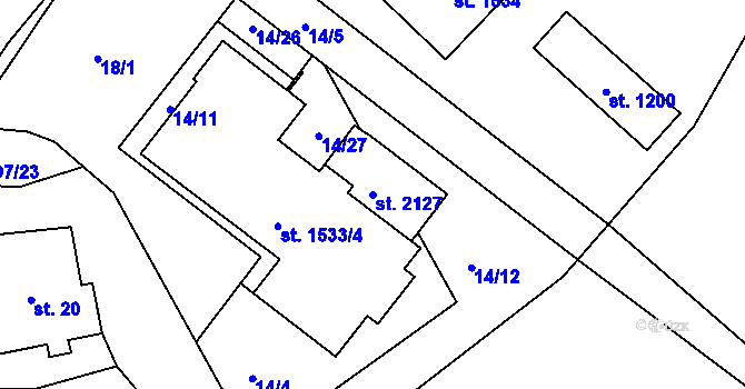 Parcela st. 2127 v KÚ Světlá nad Sázavou, Katastrální mapa