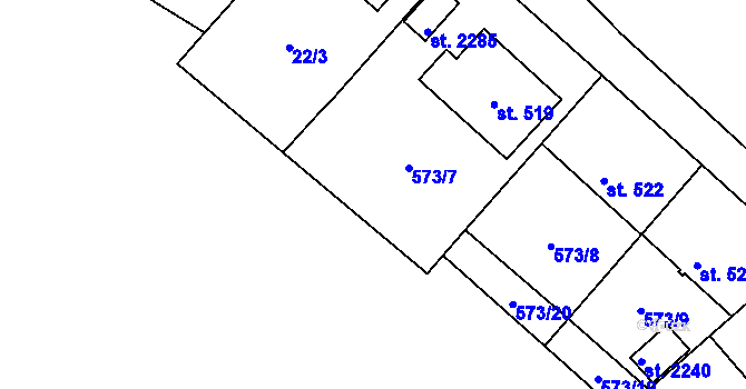 Parcela st. 573/21 v KÚ Světlá nad Sázavou, Katastrální mapa