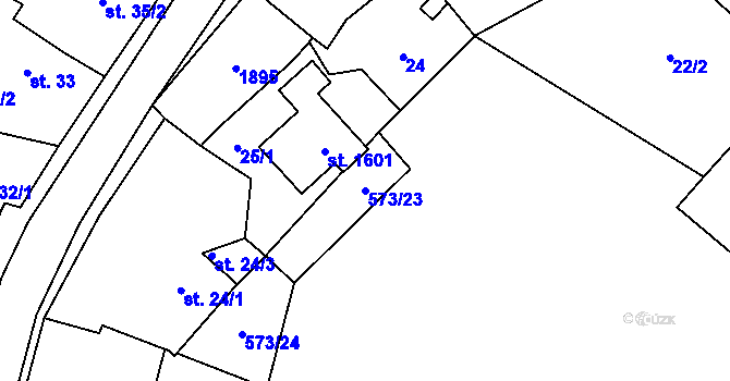 Parcela st. 573/23 v KÚ Světlá nad Sázavou, Katastrální mapa