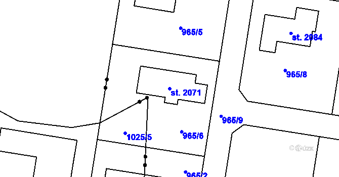 Parcela st. 2071 v KÚ Světlá nad Sázavou, Katastrální mapa