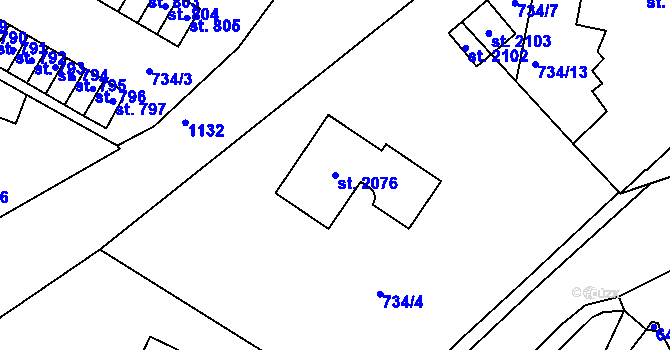 Parcela st. 2076 v KÚ Světlá nad Sázavou, Katastrální mapa