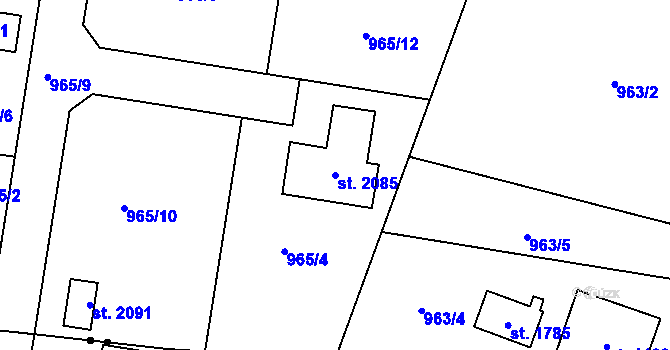 Parcela st. 2085 v KÚ Světlá nad Sázavou, Katastrální mapa