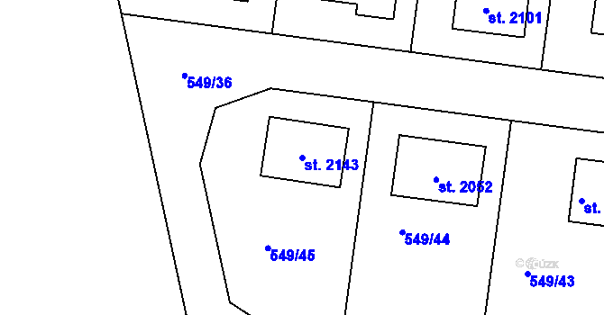 Parcela st. 2143 v KÚ Světlá nad Sázavou, Katastrální mapa
