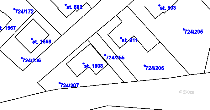 Parcela st. 724/255 v KÚ Světlá nad Sázavou, Katastrální mapa
