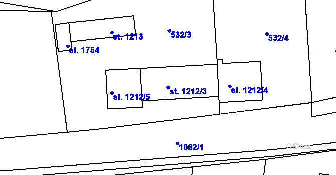 Parcela st. 1212/3 v KÚ Světlá nad Sázavou, Katastrální mapa