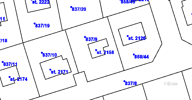 Parcela st. 2158 v KÚ Světlá nad Sázavou, Katastrální mapa