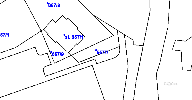 Parcela st. 657/7 v KÚ Světlá nad Sázavou, Katastrální mapa