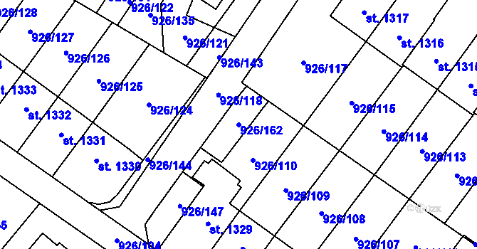 Parcela st. 926/162 v KÚ Světlá nad Sázavou, Katastrální mapa