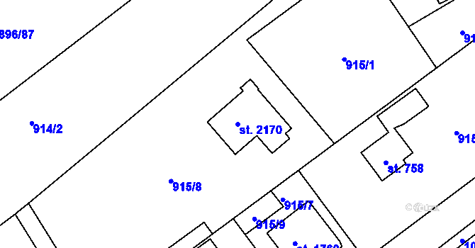 Parcela st. 2170 v KÚ Světlá nad Sázavou, Katastrální mapa