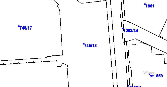 Parcela st. 745/18 v KÚ Světlá nad Sázavou, Katastrální mapa