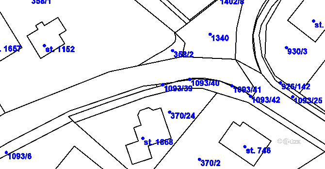 Parcela st. 1093/39 v KÚ Světlá nad Sázavou, Katastrální mapa