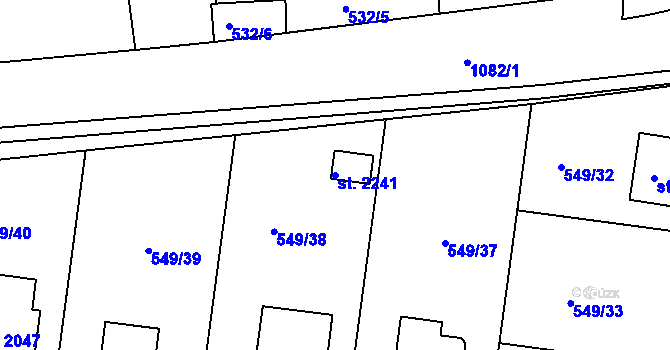 Parcela st. 2241 v KÚ Světlá nad Sázavou, Katastrální mapa