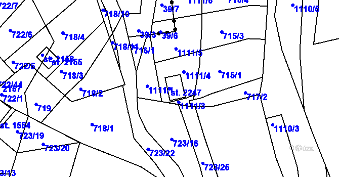 Parcela st. 2247 v KÚ Světlá nad Sázavou, Katastrální mapa