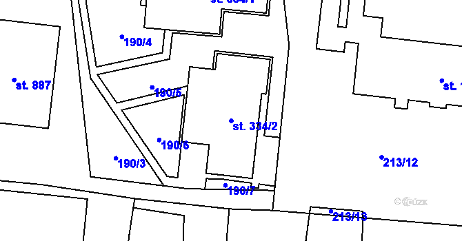 Parcela st. 334/2 v KÚ Světlá nad Sázavou, Katastrální mapa
