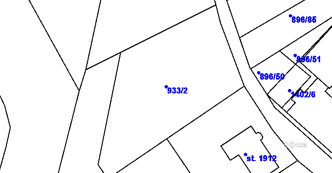 Parcela st. 933/2 v KÚ Světlá nad Sázavou, Katastrální mapa