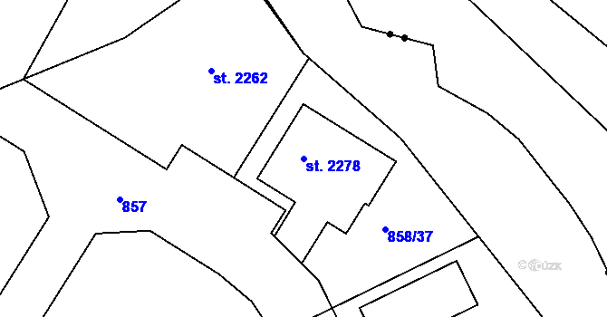 Parcela st. 2278 v KÚ Světlá nad Sázavou, Katastrální mapa