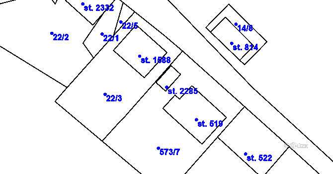 Parcela st. 2285 v KÚ Světlá nad Sázavou, Katastrální mapa