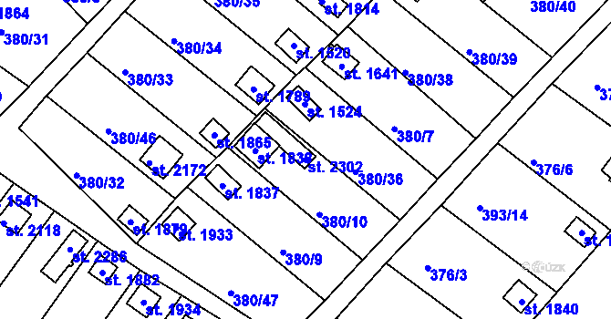 Parcela st. 2302 v KÚ Světlá nad Sázavou, Katastrální mapa
