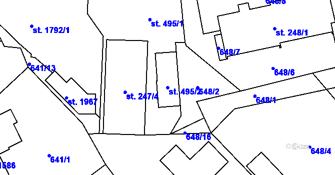 Parcela st. 495/2 v KÚ Světlá nad Sázavou, Katastrální mapa