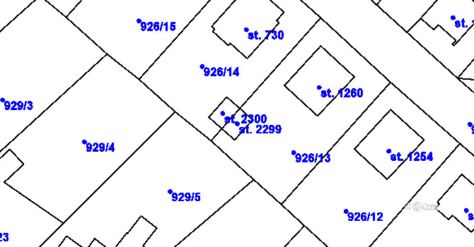 Parcela st. 2299 v KÚ Světlá nad Sázavou, Katastrální mapa