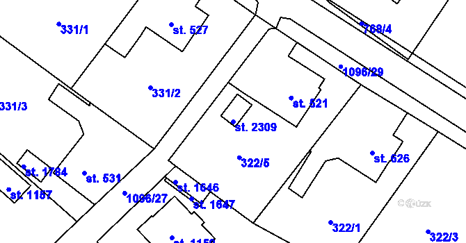 Parcela st. 2309 v KÚ Světlá nad Sázavou, Katastrální mapa