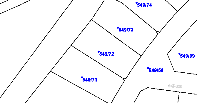 Parcela st. 549/72 v KÚ Světlá nad Sázavou, Katastrální mapa