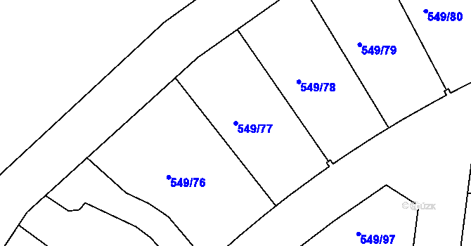 Parcela st. 549/77 v KÚ Světlá nad Sázavou, Katastrální mapa