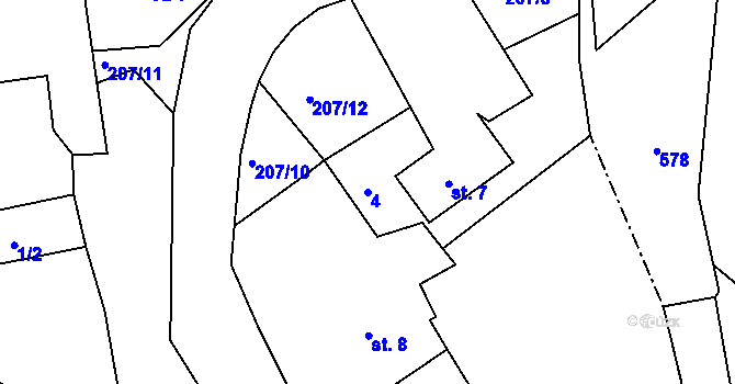 Parcela st. 4 v KÚ Žebrákov u Světlé nad Sázavou, Katastrální mapa