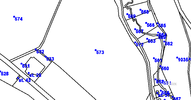 Parcela st. 573 v KÚ Žebrákov u Světlé nad Sázavou, Katastrální mapa