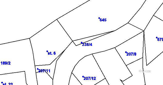 Parcela st. 238/4 v KÚ Žebrákov u Světlé nad Sázavou, Katastrální mapa