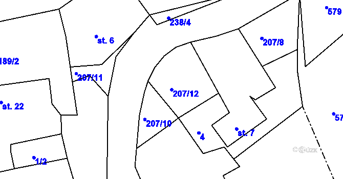 Parcela st. 207/12 v KÚ Žebrákov u Světlé nad Sázavou, Katastrální mapa