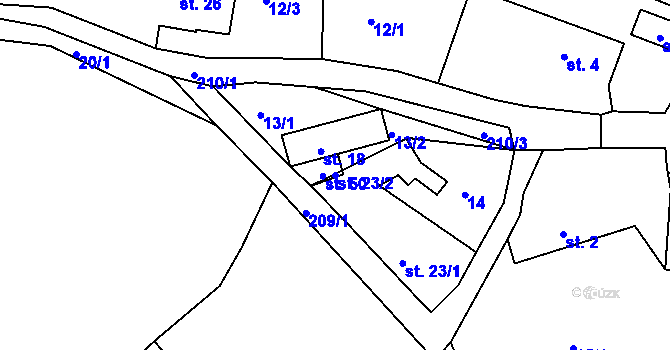 Parcela st. 23/2 v KÚ Žebrákov u Světlé nad Sázavou, Katastrální mapa