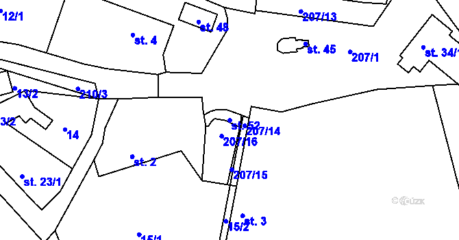 Parcela st. 52 v KÚ Žebrákov u Světlé nad Sázavou, Katastrální mapa