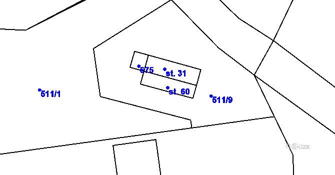 Parcela st. 60 v KÚ Žebrákov u Světlé nad Sázavou, Katastrální mapa