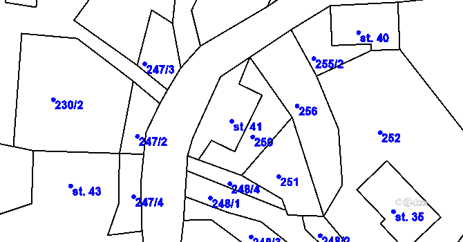 Parcela st. 41 v KÚ Světlá pod Ještědem, Katastrální mapa