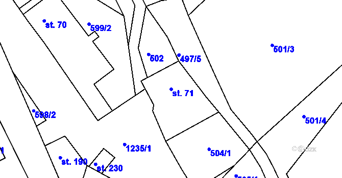 Parcela st. 71 v KÚ Světlá pod Ještědem, Katastrální mapa