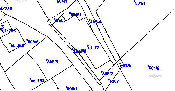 Parcela st. 72 v KÚ Světlá pod Ještědem, Katastrální mapa